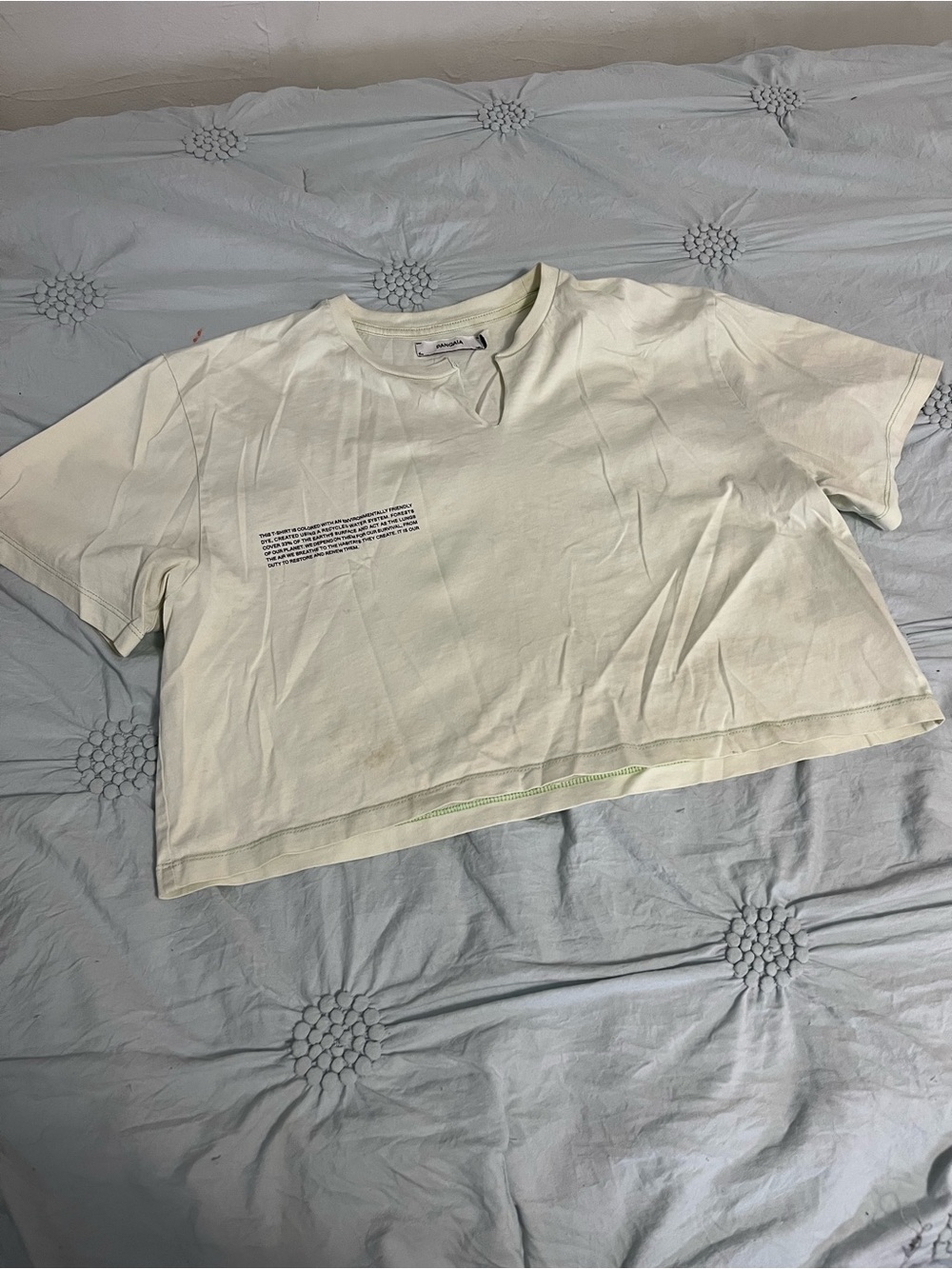 Pangaia White Cropped Tee with V Neck Cut